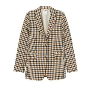 H&M Checkered Blazer in Yellow and Navy